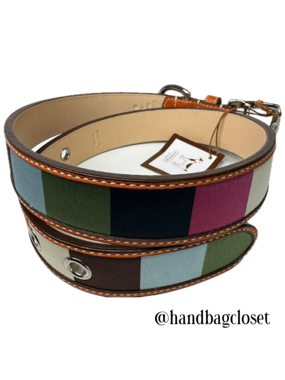 Coach Legacy Rare Satin & Leather Color Block Size XL Extra Large Dog Collar